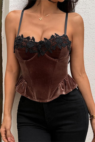 Lace-Trimmed Corset Cami Top
