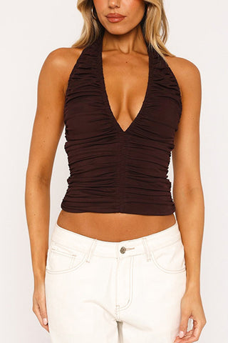 Ruched Halter Tank Top