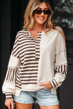 Button-Front Striped Sweatshirt