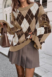 Argyle Pattern Crewneck Sweater
