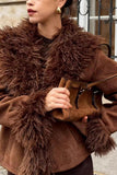 Fluffy Collar Faux Fur Jacket