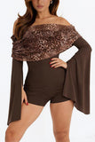 Off-Shoulder Romper with Flared Sleeves