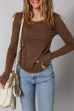 Exposed Seam Ribbed Long Sleeve Top