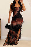 Strapless Tie-Dye Maxi Dress