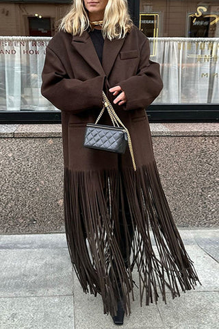 Fringe Hem Tailored Coat
