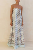 Strapless Maxi Dress with Contrasting Hem
