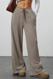 Wide-Leg Drawstring Casual Pants