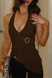 Asymmetrical Hem Tank with Buckle Detail