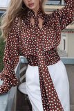 Polka Dot Tie-Front Blouse