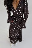 Polka Dot Gathered Midi Dress
