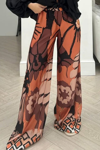 Floral Wide-Leg Casual Pants