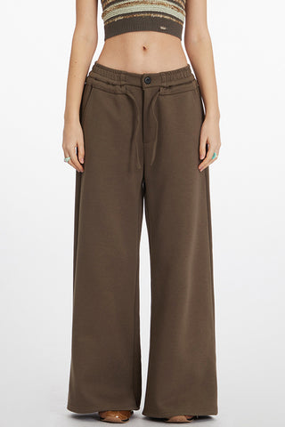 Wide-Leg Casual Pants with Drawstring
