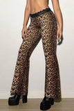 Leopard Print Flare Casual Pants