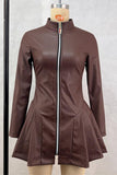 Zip-Front Casual Skater Dress