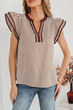 Striped Flutter Sleeve Blouse