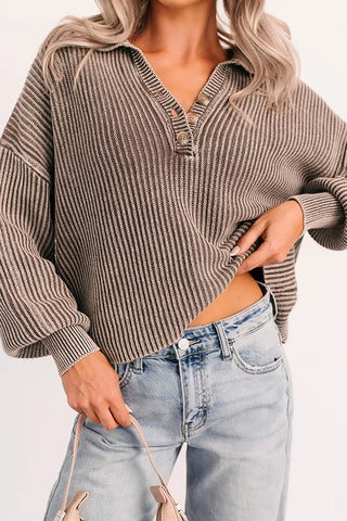 Button-Front Ribbed Top