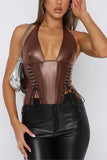 Lace-Up Halter Tank Top