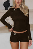 Asymmetric Button-Detail Short Set