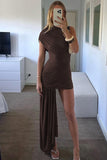 Asymmetric Ruched Casual Dress