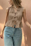 Tie-Front Peplum Tank Top