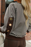 Striped Button-Detail Sweatshirt
