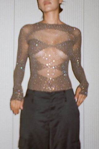 Long-Sleeve Sheer Bodysuit