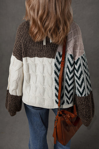 Colorblock Textured Knit Sweater