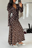 Polka Dot Gathered Midi Dress