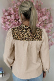 Stripe Leopard Patchwork Long Sleeve Shirt