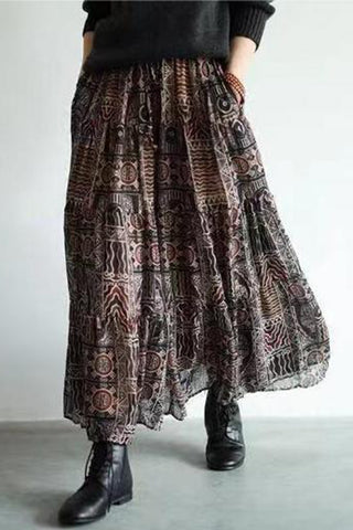 Boho Print Maxi Skirt