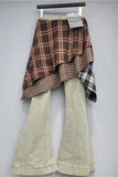 Patchwork Flare Jeans with Layered Skirt