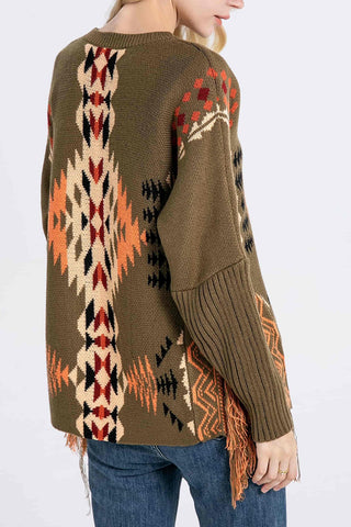 Geometric Fringe Sweater