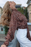 Polka Dot Tie-Front Blouse