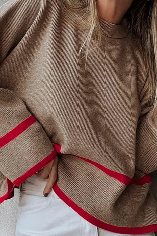 Button-Accent Knit Sweater