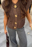 Chunky Knit Button Cardigan Vest