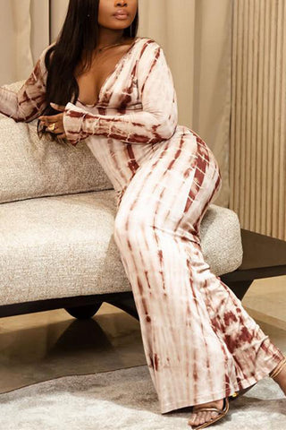 Tie-Dye Long Sleeve Maxi Dress