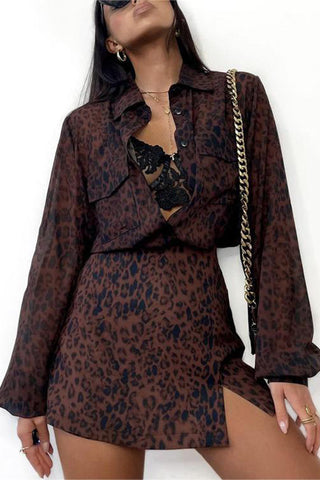 Sheer Button-Down Skirt Set