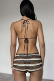 Striped Bikini Set with Tie Details