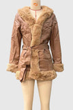 Fur-Trimmed Belted Jacket