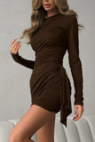 Ruched Long-Sleeve Bodycon Dress