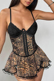 Animal Print Lace Corset Dress