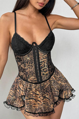 Animal Print Lace Corset Dress