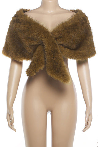 Plush Faux Fur Wrap Cape