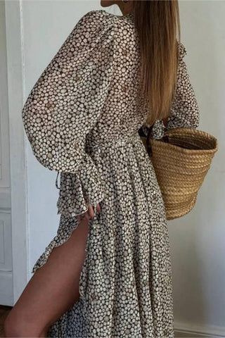 Long Sleeve Printed Casual Dress
