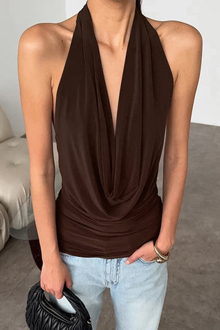Draped Halter Neck Tank Top