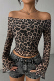 Off-Shoulder Patterned Long-Sleeve Top