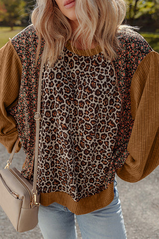 Mixed Print Long-Sleeve Pullover