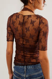 Sheer Lace Overlay Blouse