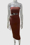 Strapless Midi Dress with Tie Detail