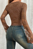 Lace Detail Long-Sleeve Blouse